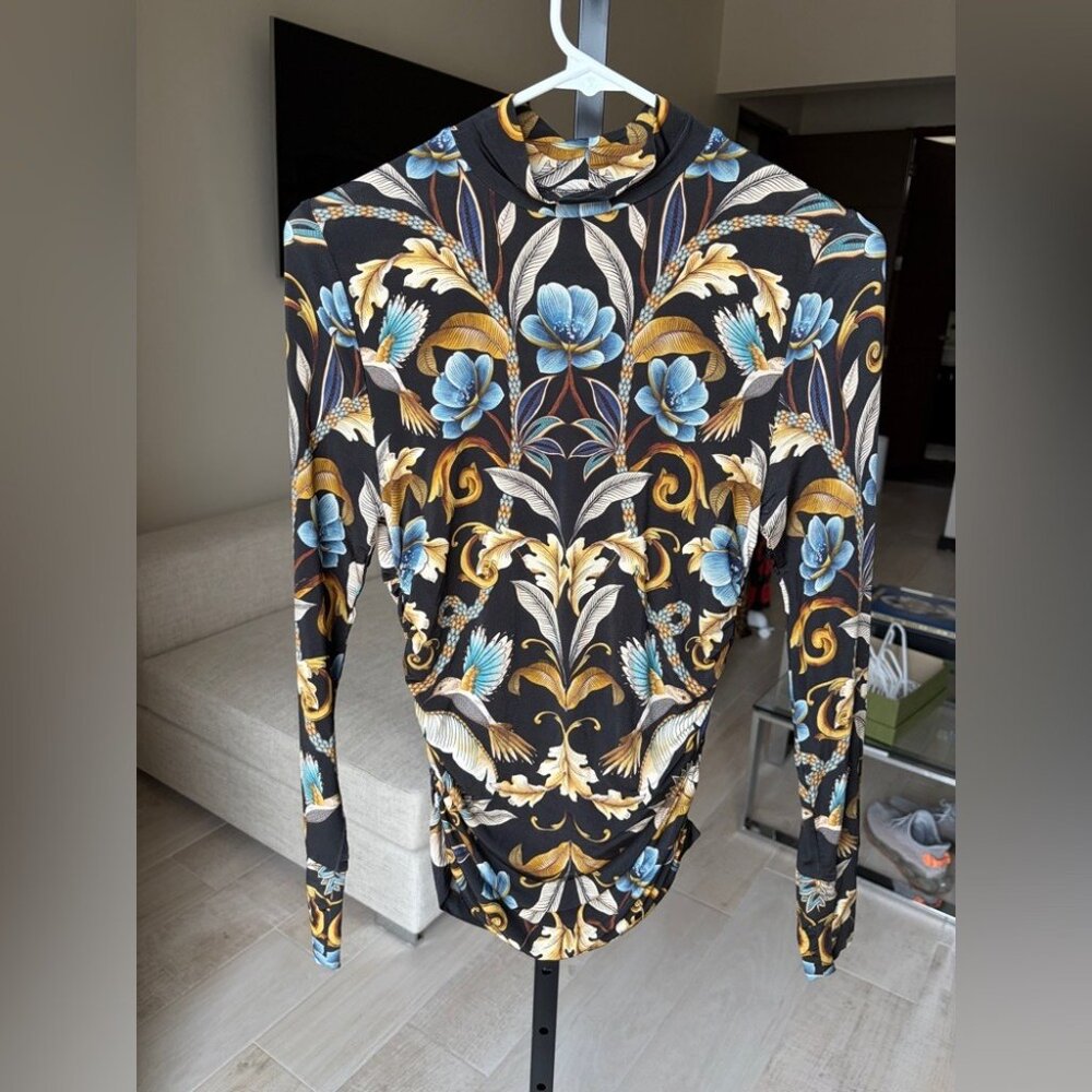 Farm Rio - Black Flowerful Garden Jersey Blouse - Picture 12 of 12